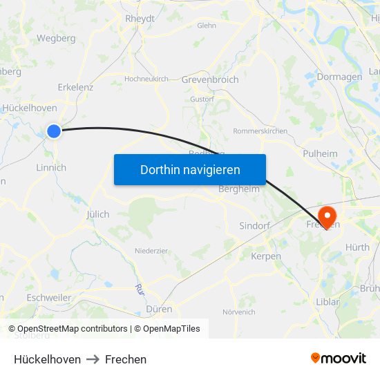 Hückelhoven to Frechen map