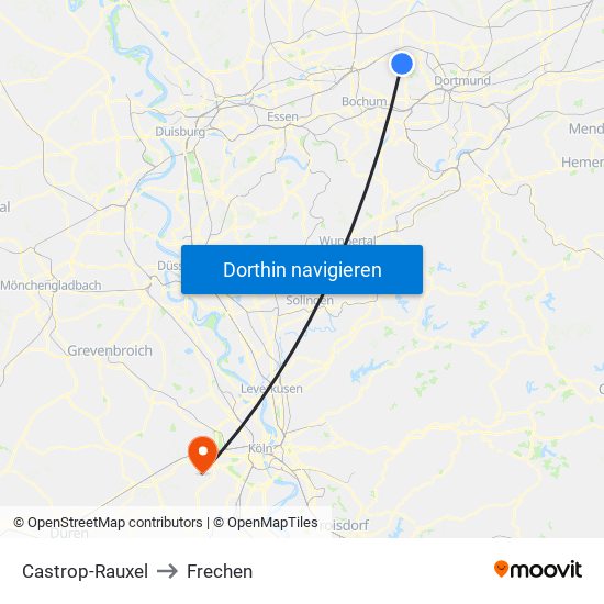 Castrop-Rauxel to Frechen map