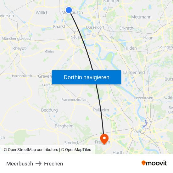 Meerbusch to Frechen map