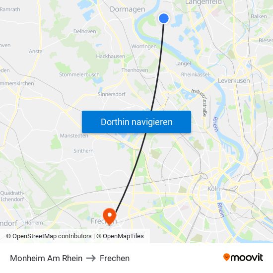 Monheim Am Rhein to Frechen map