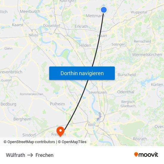 Wülfrath to Frechen map