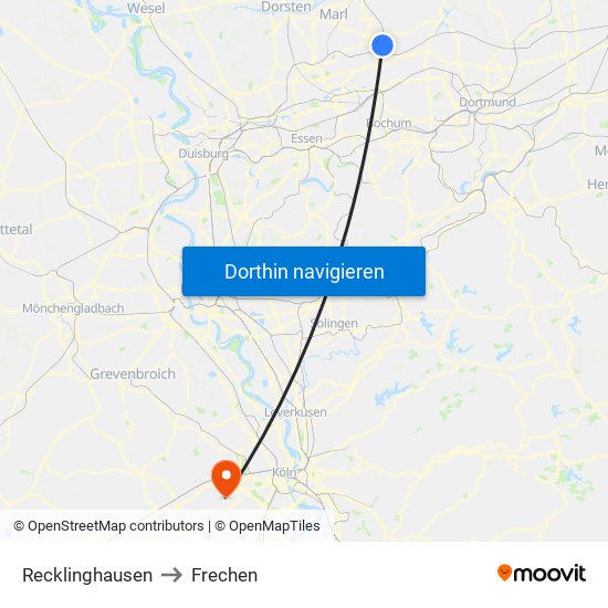 Recklinghausen to Frechen map