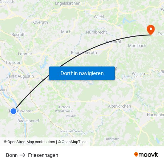 Bonn to Friesenhagen map