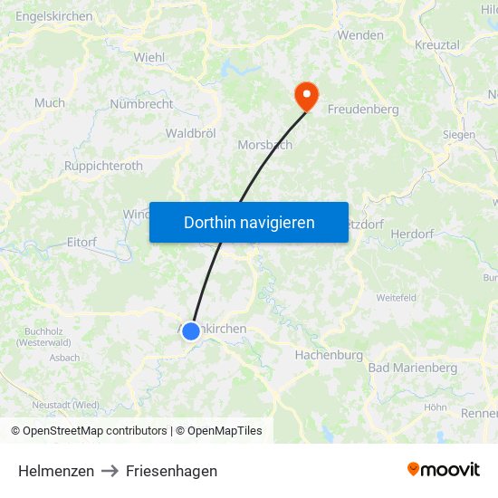 Helmenzen to Friesenhagen map