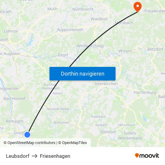 Leubsdorf to Friesenhagen map