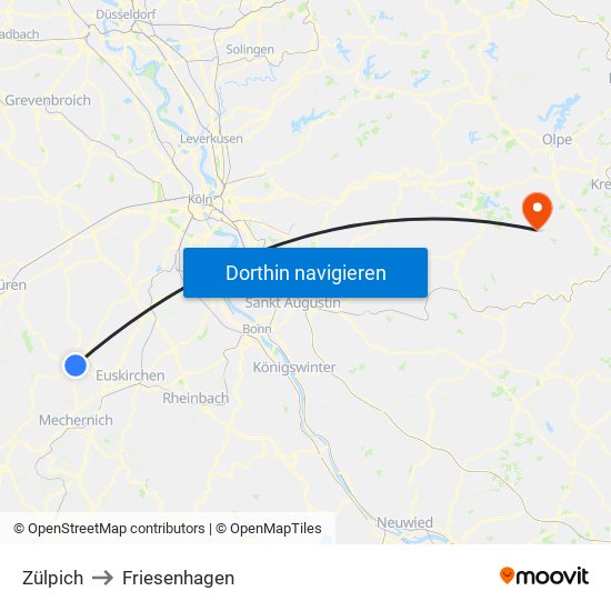 Zülpich to Friesenhagen map