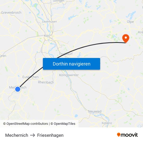 Mechernich to Friesenhagen map