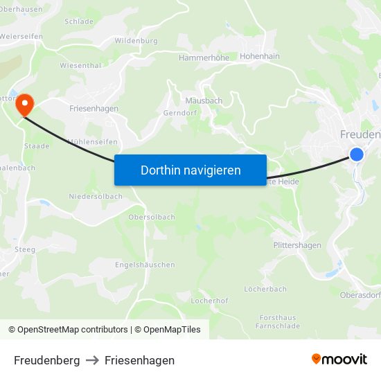 Freudenberg to Friesenhagen map