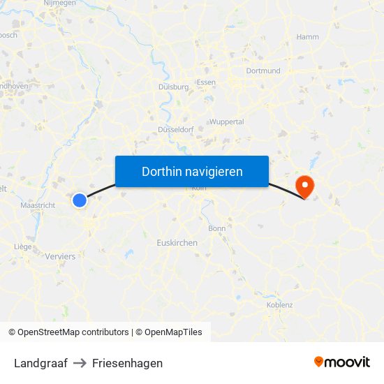 Landgraaf to Friesenhagen map