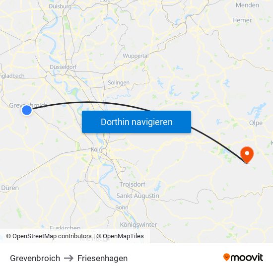 Grevenbroich to Friesenhagen map