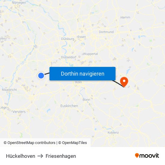 Hückelhoven to Friesenhagen map