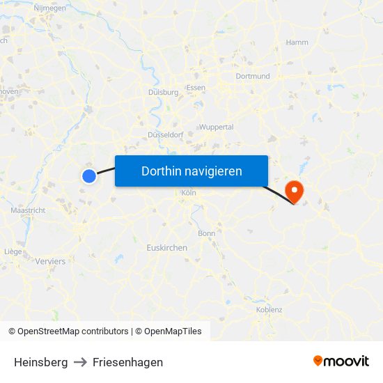 Heinsberg to Friesenhagen map