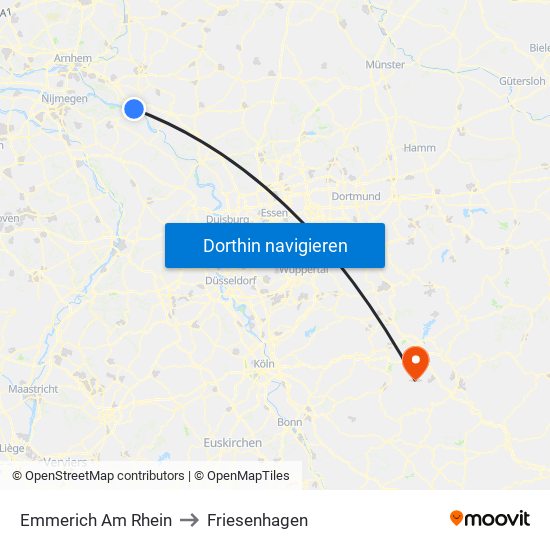 Emmerich Am Rhein to Friesenhagen map