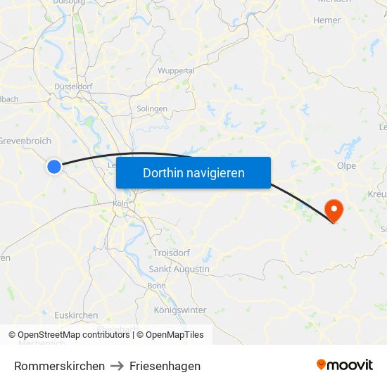 Rommerskirchen to Friesenhagen map