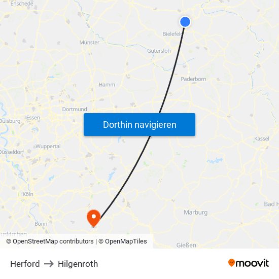 Herford to Hilgenroth map