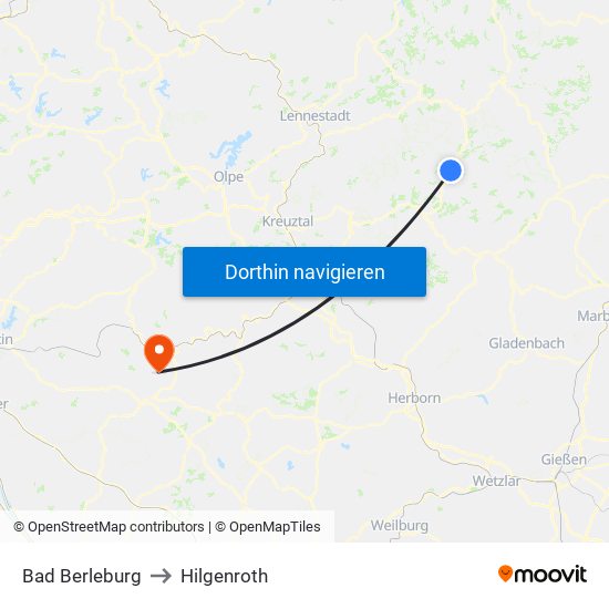 Bad Berleburg to Hilgenroth map
