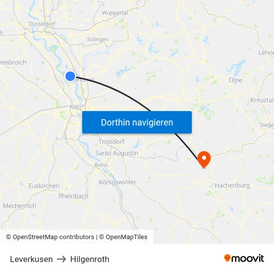 Leverkusen to Hilgenroth map