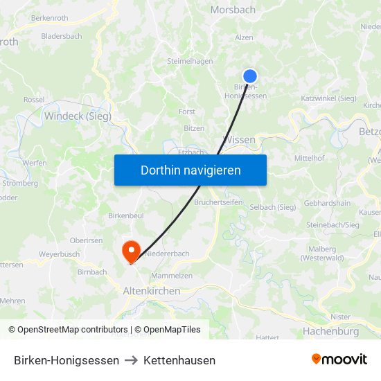 Birken-Honigsessen to Kettenhausen map