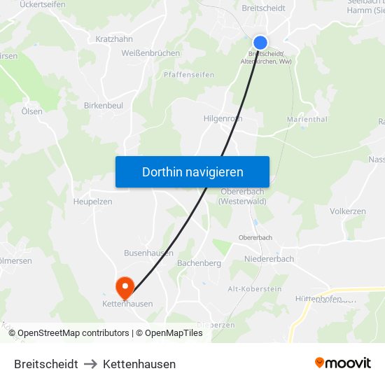 Breitscheidt to Kettenhausen map
