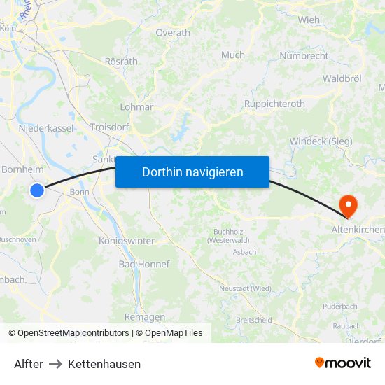 Alfter to Kettenhausen map