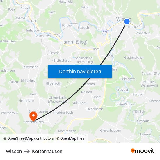 Wissen to Kettenhausen map