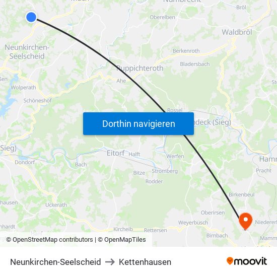 Neunkirchen-Seelscheid to Kettenhausen map