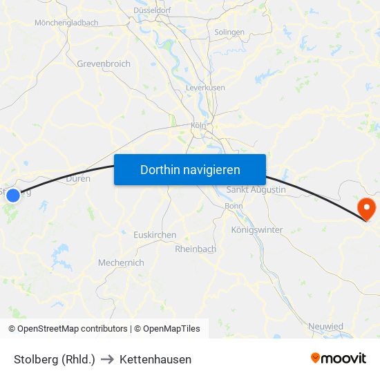 Stolberg (Rhld.) to Kettenhausen map