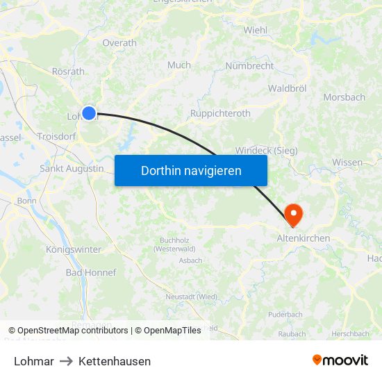 Lohmar to Kettenhausen map