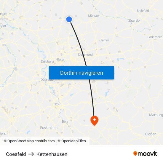 Coesfeld to Kettenhausen map