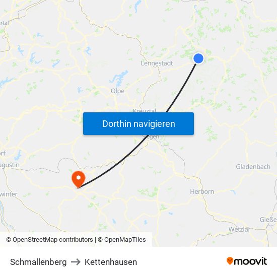 Schmallenberg to Kettenhausen map