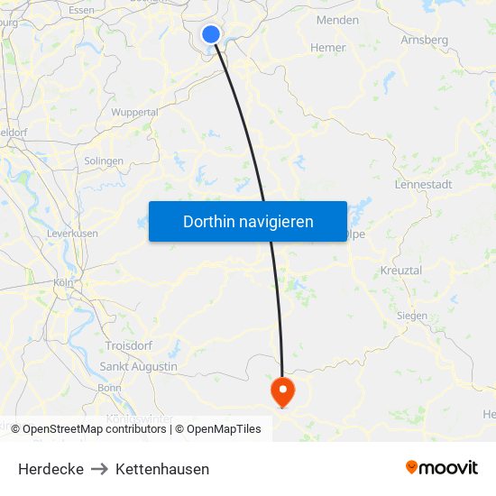 Herdecke to Kettenhausen map
