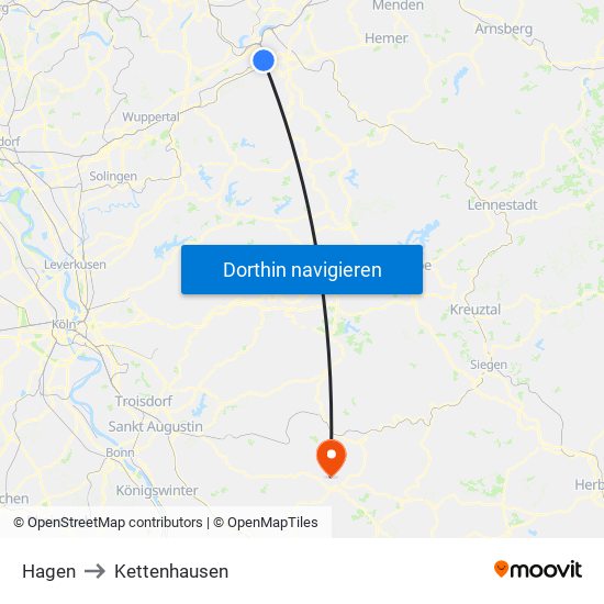 Hagen to Kettenhausen map