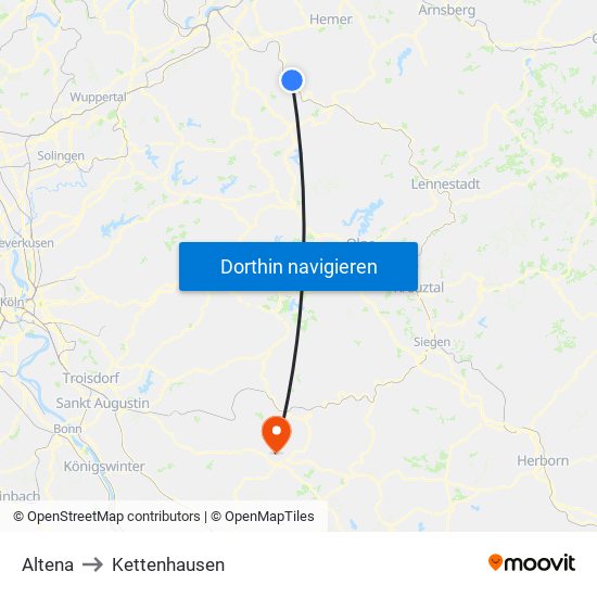 Altena to Kettenhausen map