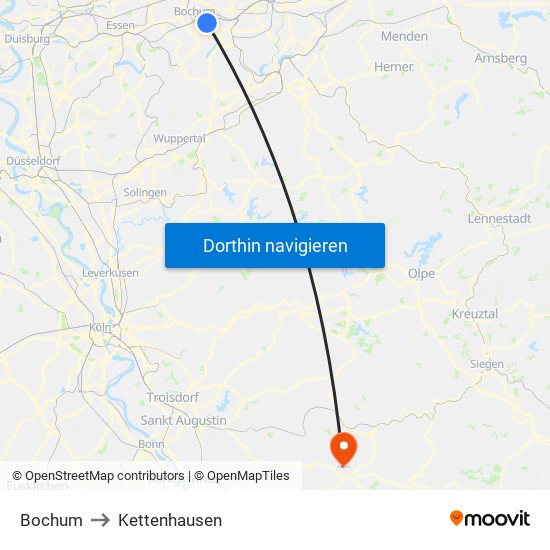 Bochum to Kettenhausen map