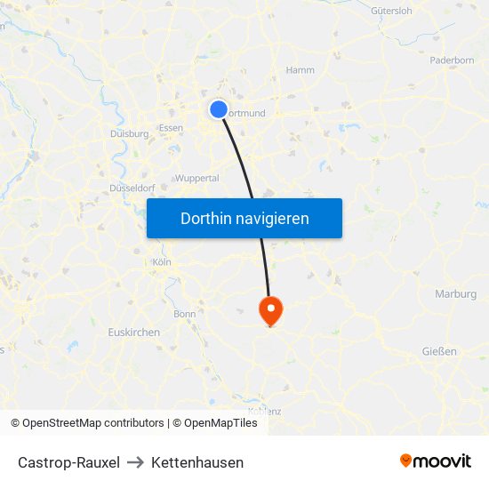 Castrop-Rauxel to Kettenhausen map