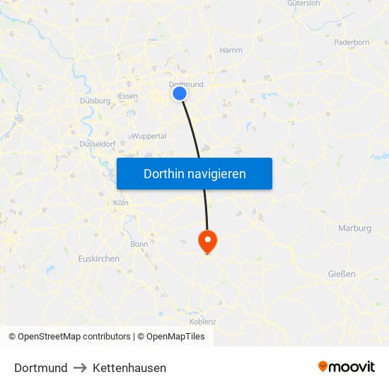 Dortmund to Kettenhausen map