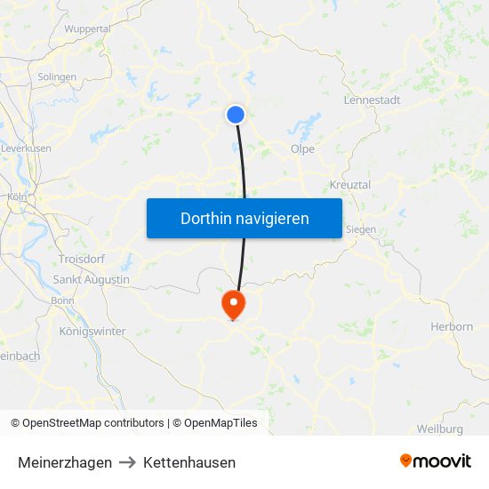Meinerzhagen to Kettenhausen map