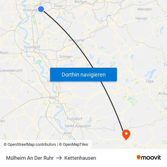 Mülheim An Der Ruhr to Kettenhausen map