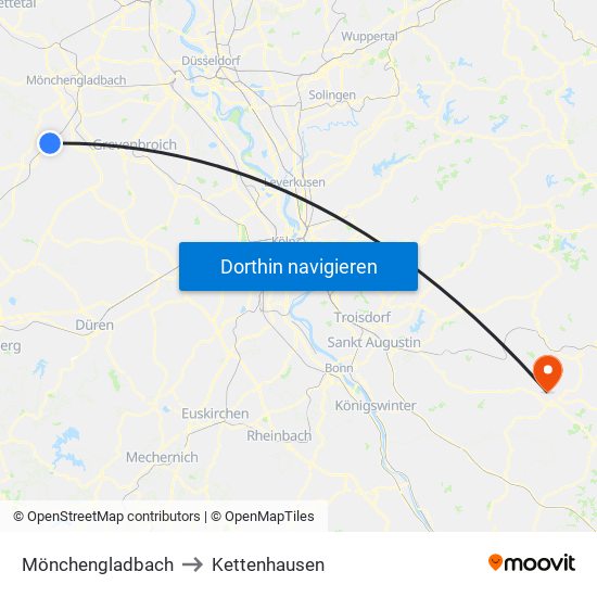 Mönchengladbach to Kettenhausen map