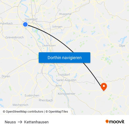 Neuss to Kettenhausen map