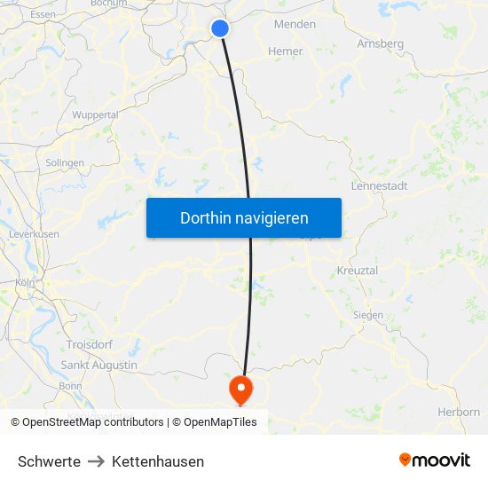 Schwerte to Kettenhausen map