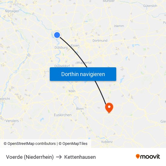 Voerde (Niederrhein) to Kettenhausen map