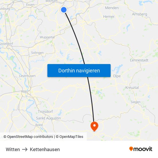 Witten to Kettenhausen map