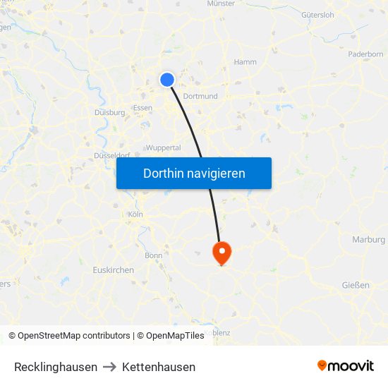 Recklinghausen to Kettenhausen map