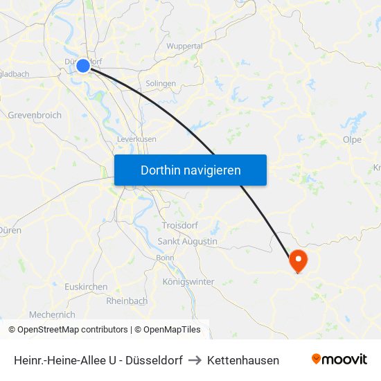 Heinr.-Heine-Allee U - Düsseldorf to Kettenhausen map