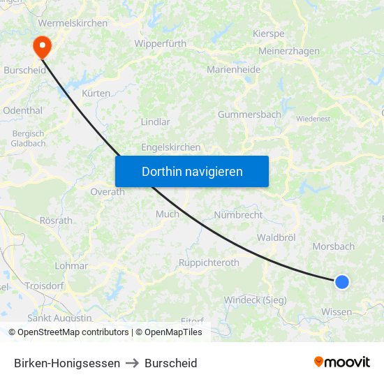 Birken-Honigsessen to Burscheid map