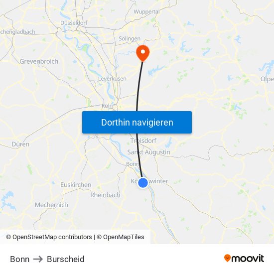 Bonn to Burscheid map