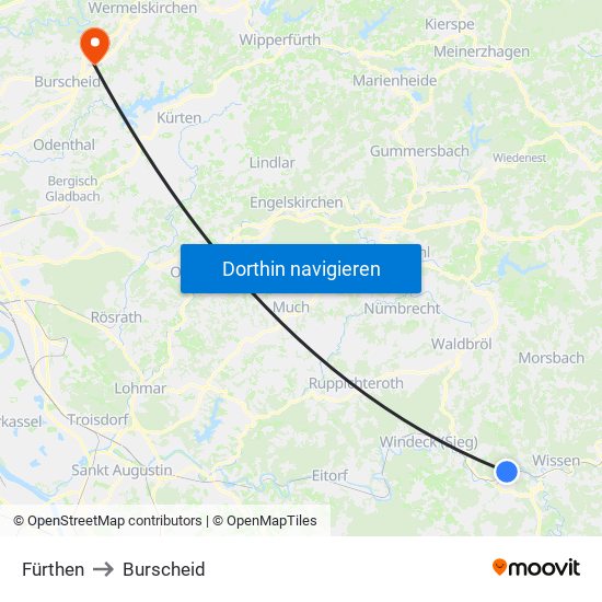 Fürthen to Burscheid map