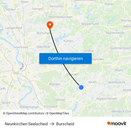 Neunkirchen-Seelscheid to Burscheid map