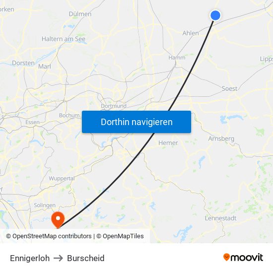 Ennigerloh to Burscheid map